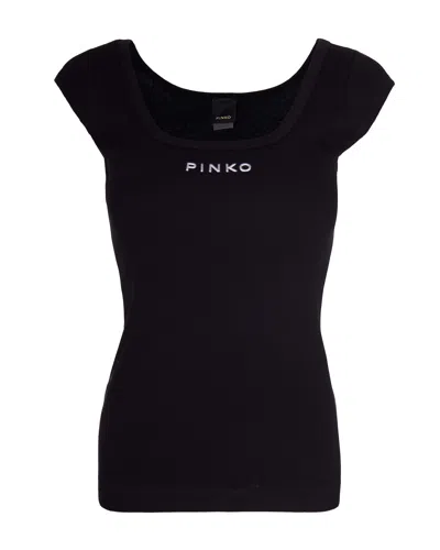 Pinko Top A Costine Love Birds Nero In Black