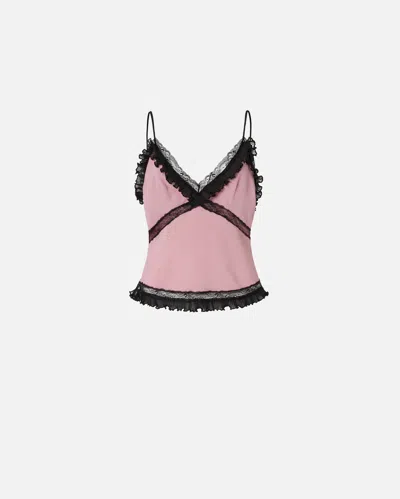 Pinko Silk-blend Crepe Thin Shoulder Top In Pink - Polignac