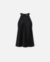Pinko Satin And Georgette Top With Bow In Limo Black