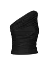 Pinko One-shoulder Draped Top With Ruched Detailing In Black