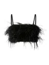 Pinko Feather-embellished Top In Black