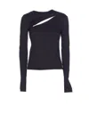 Pinko Asymmetric Long Sleeve Stretch Top In Black