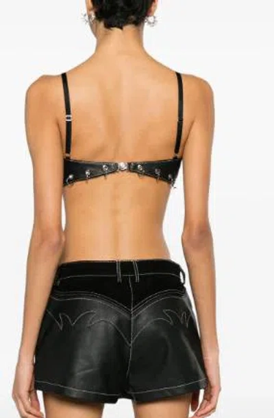 Pinko Rings-detailed Leather Bralette Top In Black