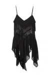 Pinko Fringed Draped Top In Black