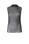 Pinko Sleeveless Tulle Top With Rhinestones In Black