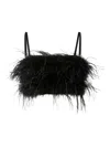 Pinko Crop Top With Feather Detailing In Black