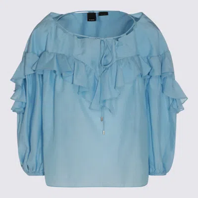 Pinko Blouse With Maxi Flounce In Tranquil Blue