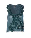 Pinko Sleeveless Scoop Neck Top Sequins In Blue