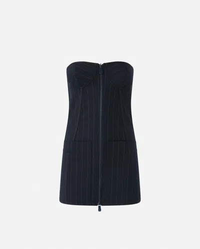 Pinko Pinstripe Poly Wool Bustier Top In Multi