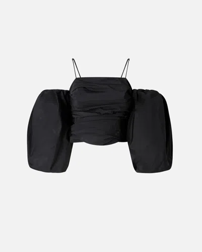 PINKO CROP TOP WITH PUFF SLEEVES