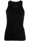 Pinko Logo-embossed Cotton Tank Top In Black