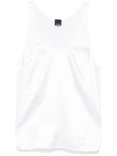 Pinko Satin Tank Top In White