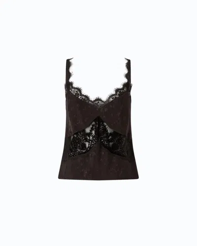 Pinko Cardigan Lace Floral Sheer Silk Lingerie In Brown