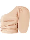 Pinko Asymmetrical One-shoulder Taffeta Top In Cameo Pink In Multicolor
