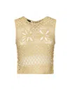 Pinko Fantasy Net Crochet Floral Top Keyhole In Neutral