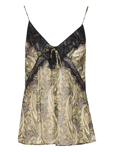 Pinko Paisley Lace-detailed Top In Green