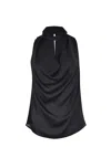 Pinko Crinkle Satin Top With Draping In Black