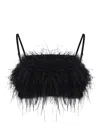 Pinko Crop Top With Feather Detailing In Black