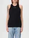Pinko Crewneck Logo Ribbed Sleeveless Top In Black