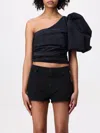 Pinko Draped One-shoulder Top Ruched Detailing In Black