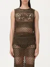 Pinko Top Sans Manches En Crochet Ajouré In Brown