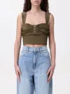 Pinko Crop Top Buttoned Front Ruched In Military