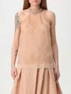 Pinko Top En Organza De Soie Avec Broderie Bijou Sur Le Col In Pink