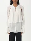 Pinko Layered Sheer Fabric Top With Tassel Detail In White