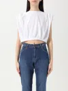 Pinko Padded-shoulder Crop T-shirt In White