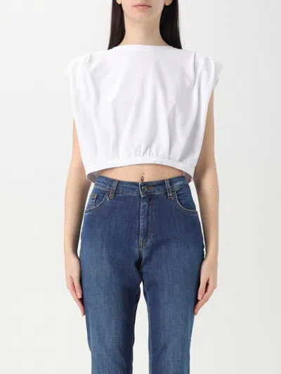 Pinko Padded-shoulder Crop T-shirt In White