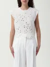 Pinko Crop Top With Openwork Embroidery And Crystals