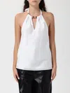 Pinko Halterneck Sleeveless Top Keyhole Detail In White