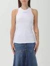 Pinko Crewneck Distinto Ribbed Sleeveless Top In White