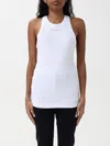 Pinko Ribbed Camisole Top With Logo In Weiss
