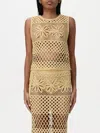 Pinko Fantasy Net Crochet Floral Top Keyhole In Yellow