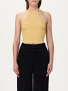 Pinko Suede Halterneck Tie-back Sleeveless Top In Yellow