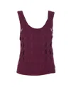 Pinko Cut-out Knit Texture Sleeveless Top In Red