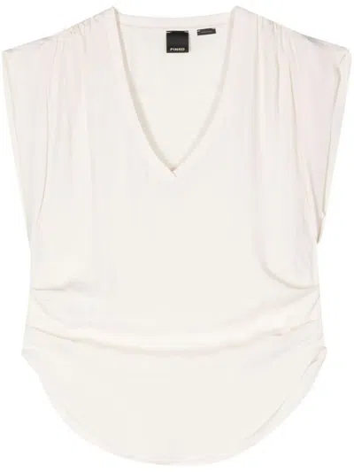 Pinko Gathered Sleeveless Blouse In Nude & Neutrals