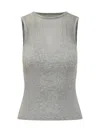 Pinko Sleeveless Ribbed Silk And Cashmere Top