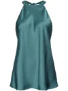 Pinko Halterneck Satin Tank Top In Green