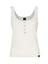 Pinko Metallic Knit Camisole Top With Buttons In White