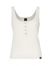 Pinko Metallic Knit Camisole Top With Buttons In White