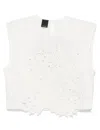 Pinko Crop Top With Openwork Embroidery And Crystals In White