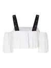 Pinko Balloon Sleeves Crop Top In White