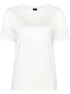 Pinko Cotton Under World Crew-neck T-shirt With Fringes In White