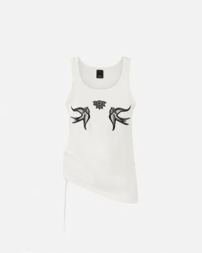 Pinko Crocchetta Gathered Tank Top In White