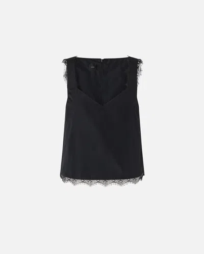 Pinko Top With Lace Inserts In Black