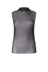 Pinko Sleeveless Tulle Top With Rhinestones In Black