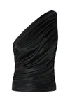 Pinko One-shoulder Draped Top With Ruched Detailing In Black