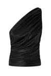 Pinko One-shoulder Draped Top With Ruched Detailing In Black